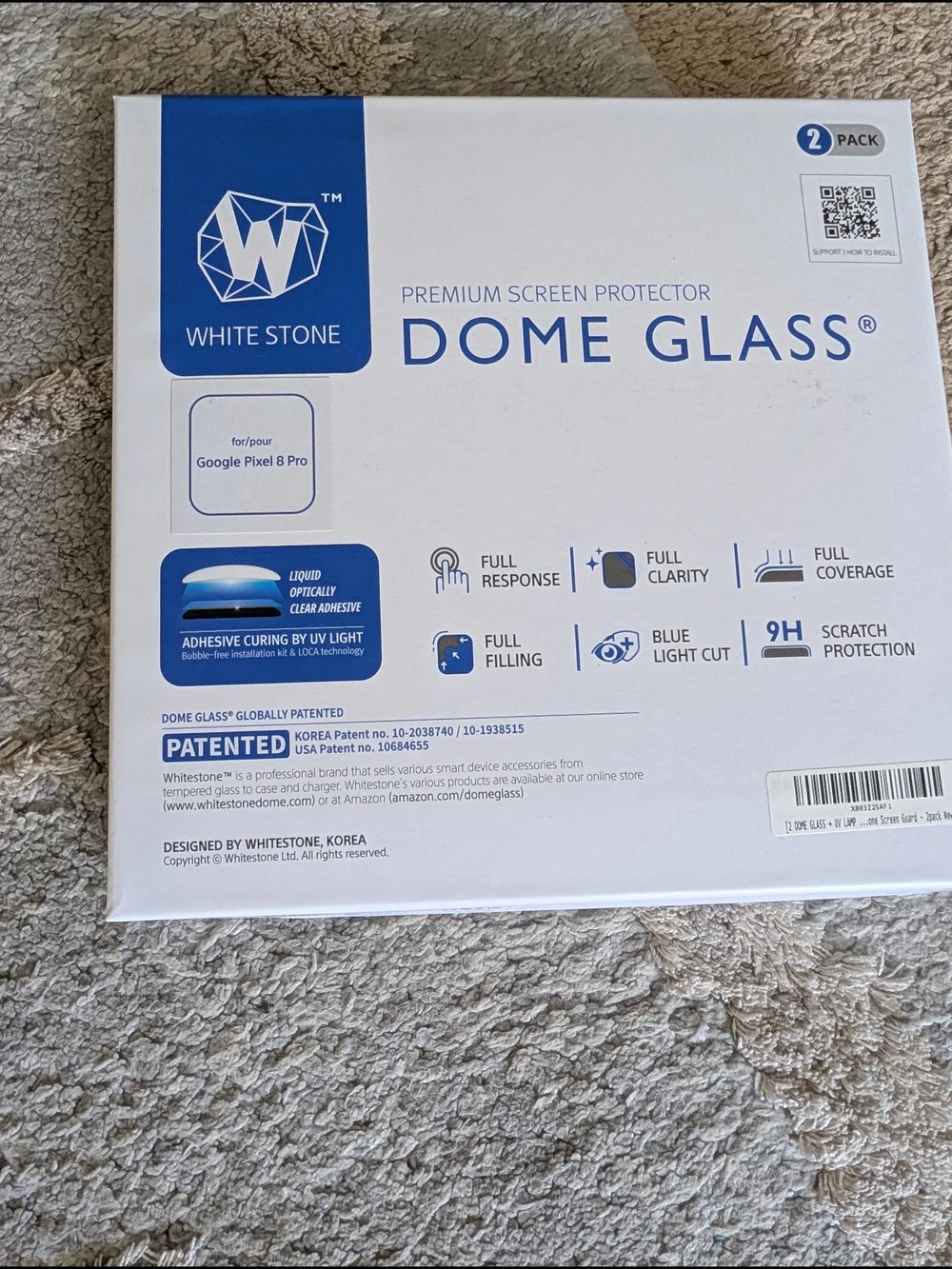 Pixel 8 pro Wht Dome Glass Screen Protector (1) AND OtterBox Defender Pro Case